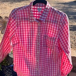 J. Crew Red and White Gingham Shirt